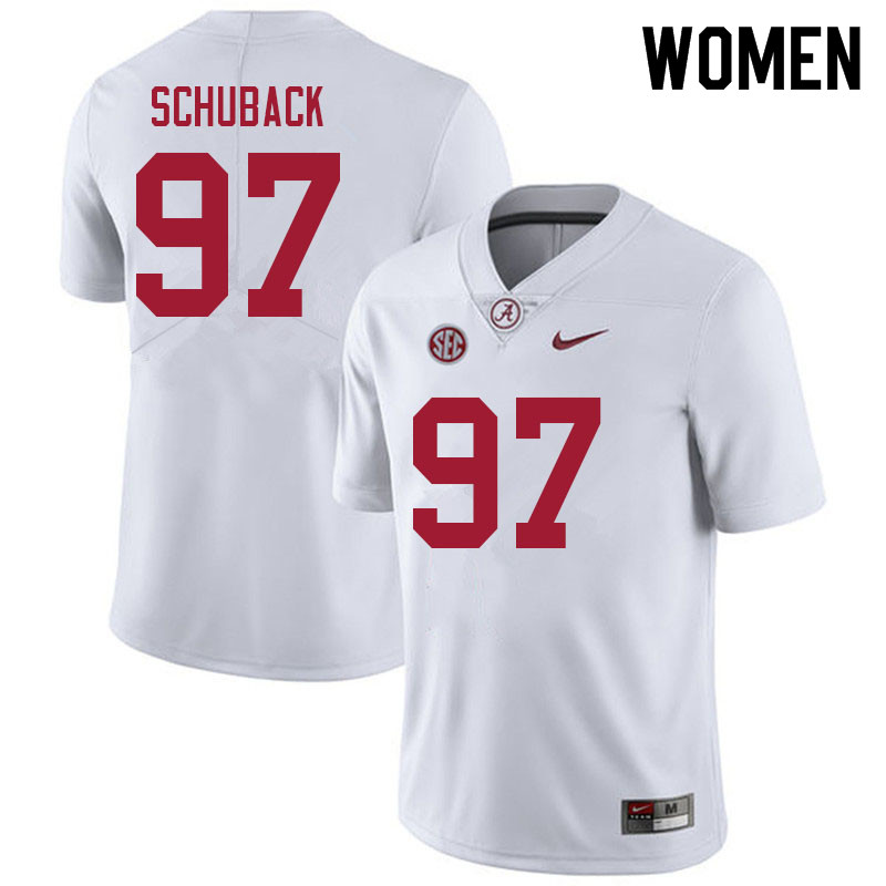 Women #97 Reid Schuback Alabama Crimson Tide College Football Jerseys Sale-White